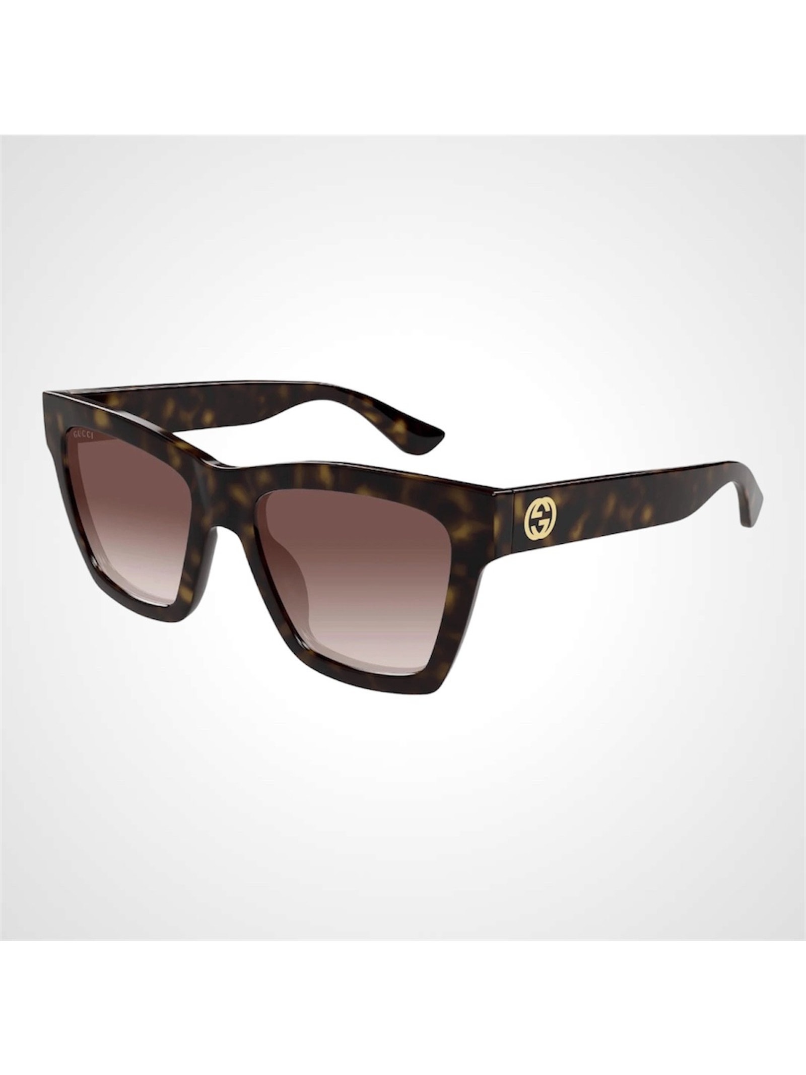 New Gucci Sunglasses 54mm Square Brown Acetate Gold Gg Logo Tortoise Shell
